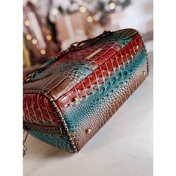 NEW Crocodile Embossed Top Handle Satchel Handbag Bag w Optional Crossbody Strap - Picture 8 of 11